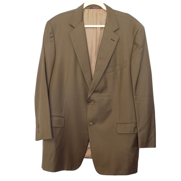 Ermenegildo Zegna Blazer Mens 58R Brown Wool Two Button Sport Coat Switzerland